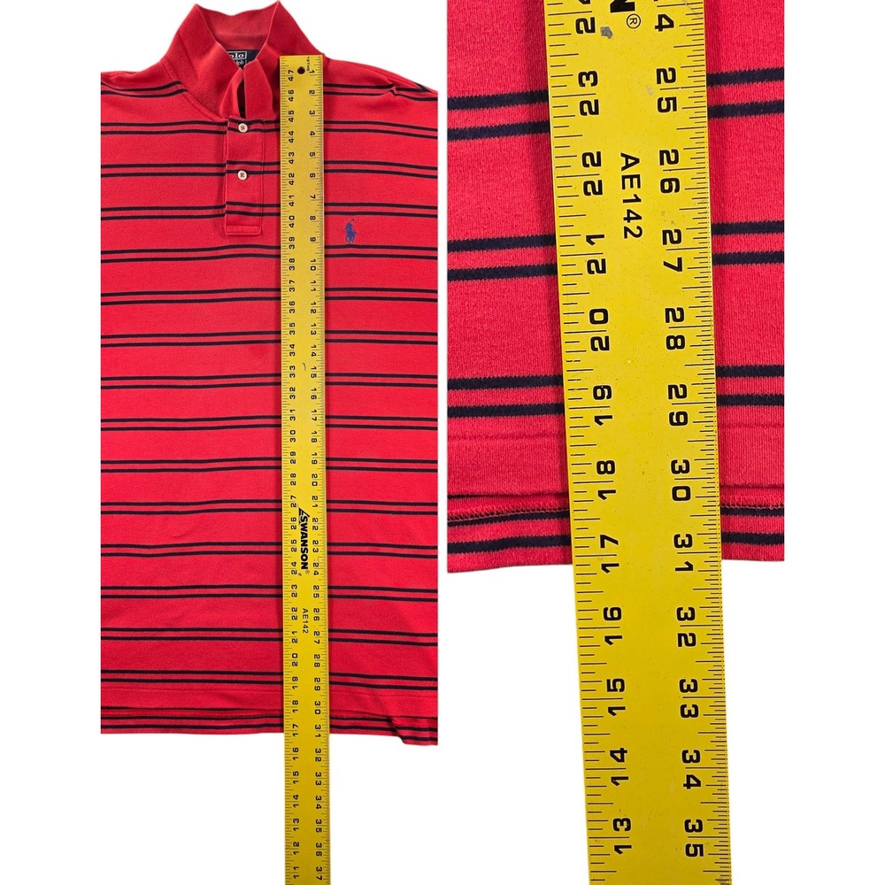 Polo Ralph Lauren Classic Preppy Striped Polo Shirt Mens XL Crimson Red Navy - Picture 7 of 9